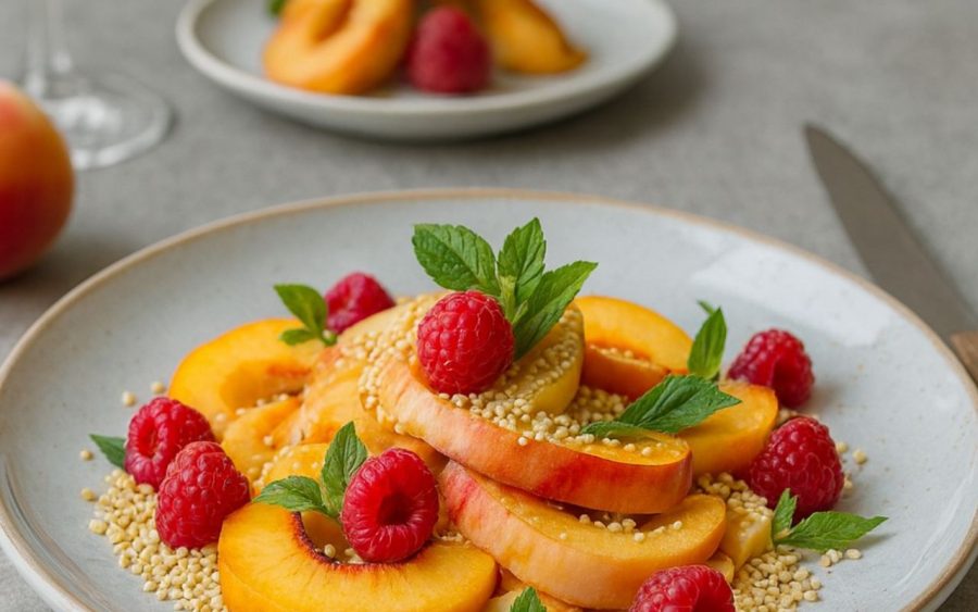tiakri fraîcheur sésame pêche et framboise